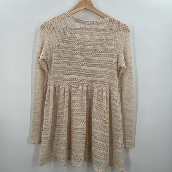 Clover + Scout Crème Crew Neck Lace Blouse Ladies Extra Small - Picture 2 of 3